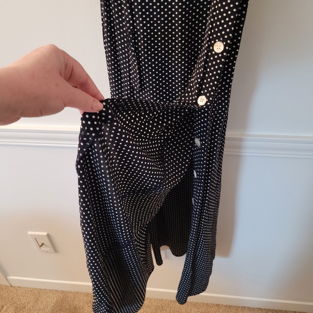 Vtg 90s Laundry By Shelli Segall Polka Dot Belted Side Buttons Dress USA Sz 10